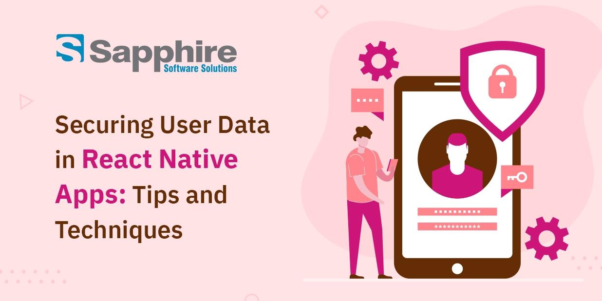 A mobile phone with a prominent shield icon, symbolizing secure data storage, cryptography, and robust protection for React Native applications.