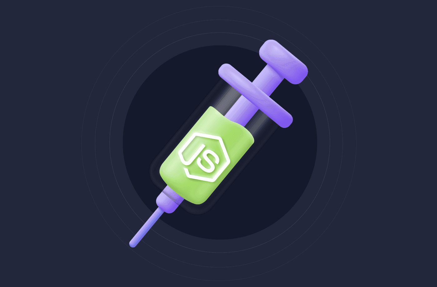 Diagram illustrating Dependency Injection concepts within a Node.js application, promoting flexible and testable code.