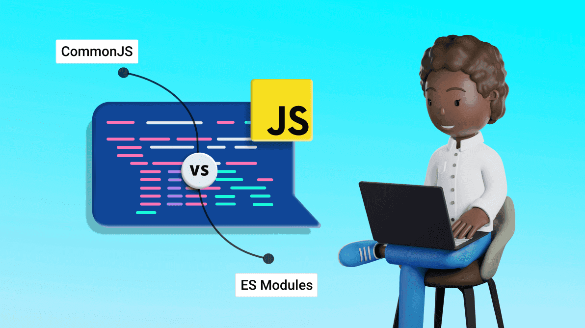 Visual representation comparing CommonJS and ES Modules in JavaScript for modular and scalable application development.