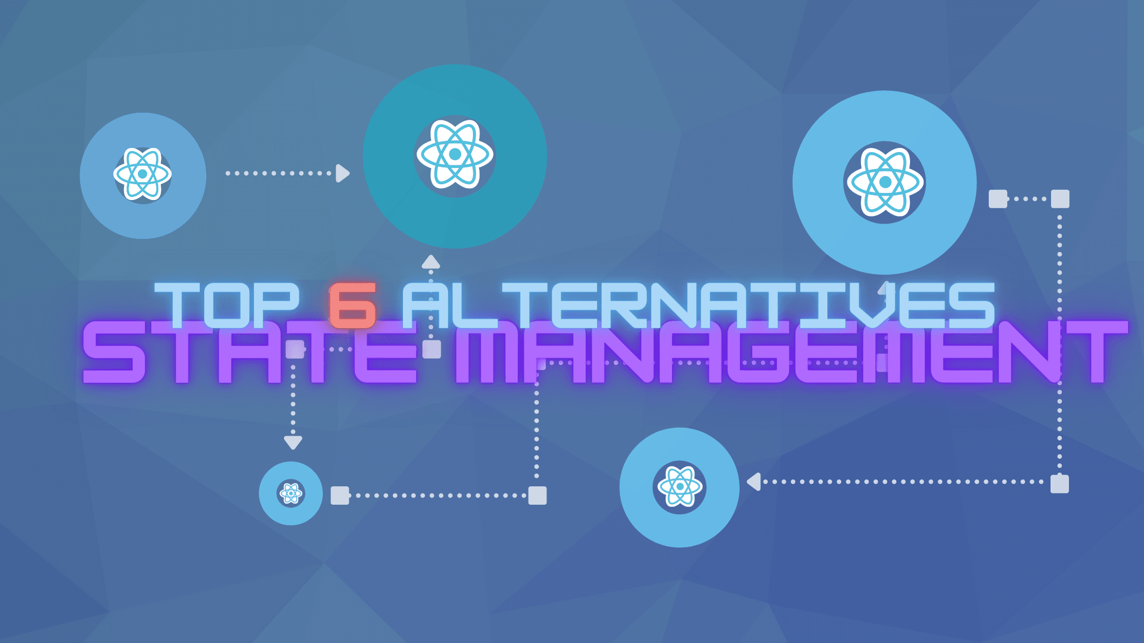 Visual representation of advanced React state management tools like Context API, Redux, and Zustand, for building powerful applications.